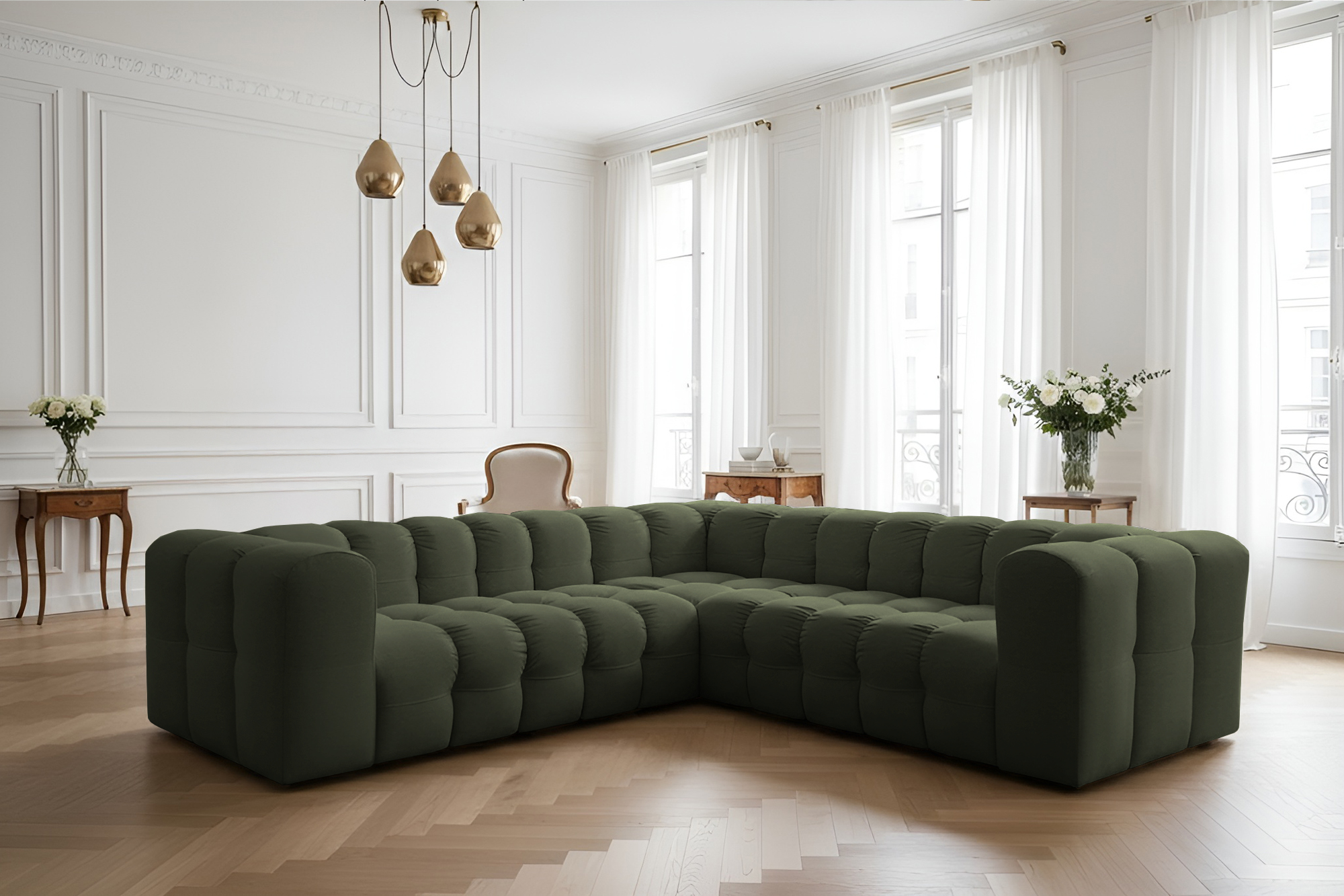 Baloo Corner Ecksofa 270x270 cm Stoff Tiffany Grun